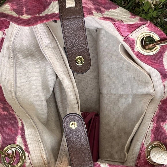 Michael Kors Pink & White Beach Bag Purse Shoulder Bag Rope Tye Dye - Picture 6 of 7